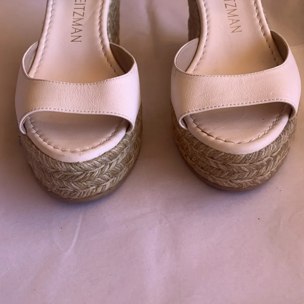 NWOT Stuart Weitzman Nudistia Espadrille Wedge Platforms in off White Size 9